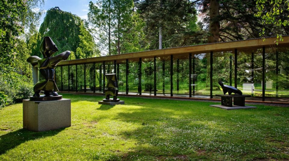 Glass corridor through the sculpture park