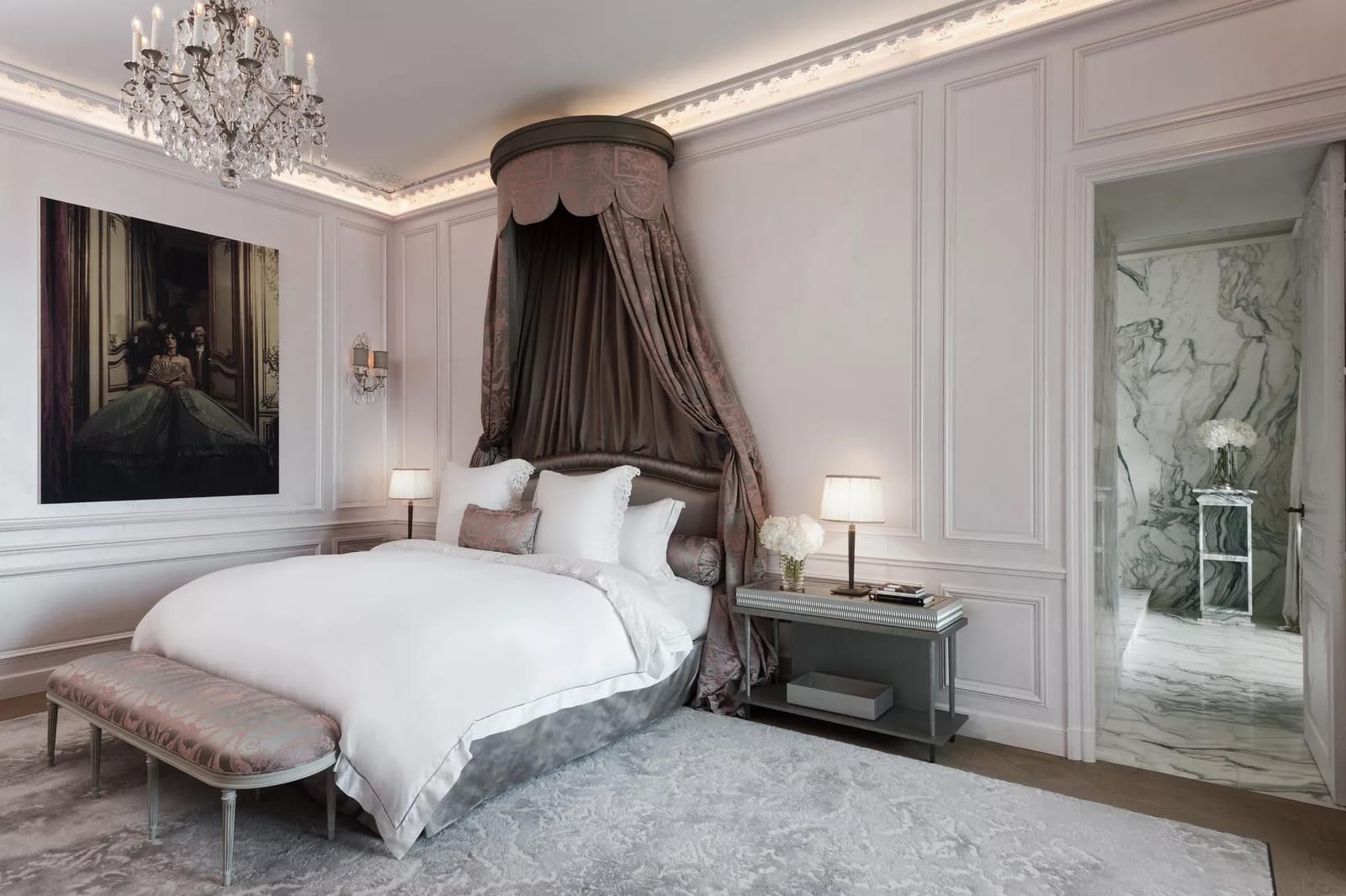 The bedroom under its canopy