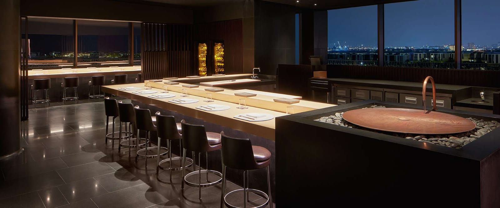 The two counters and the open kitchen