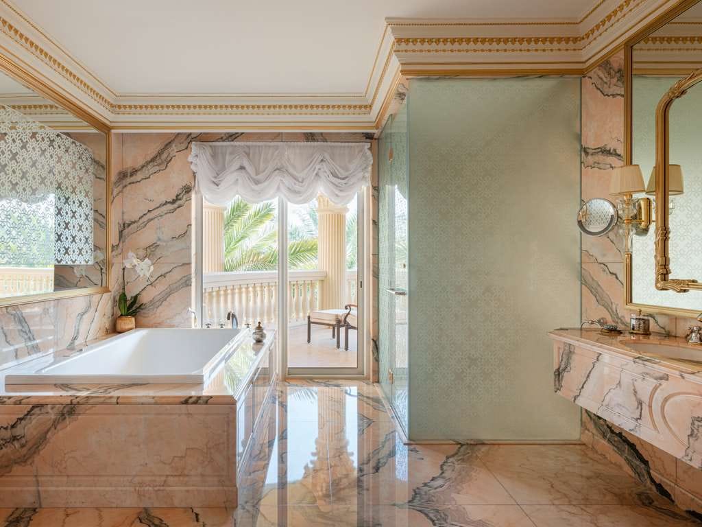 The marble bathroom