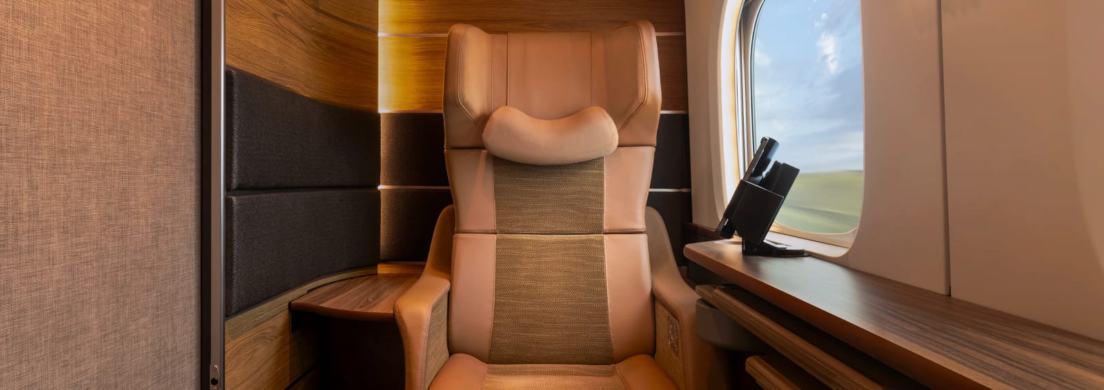The cabin seat by the window