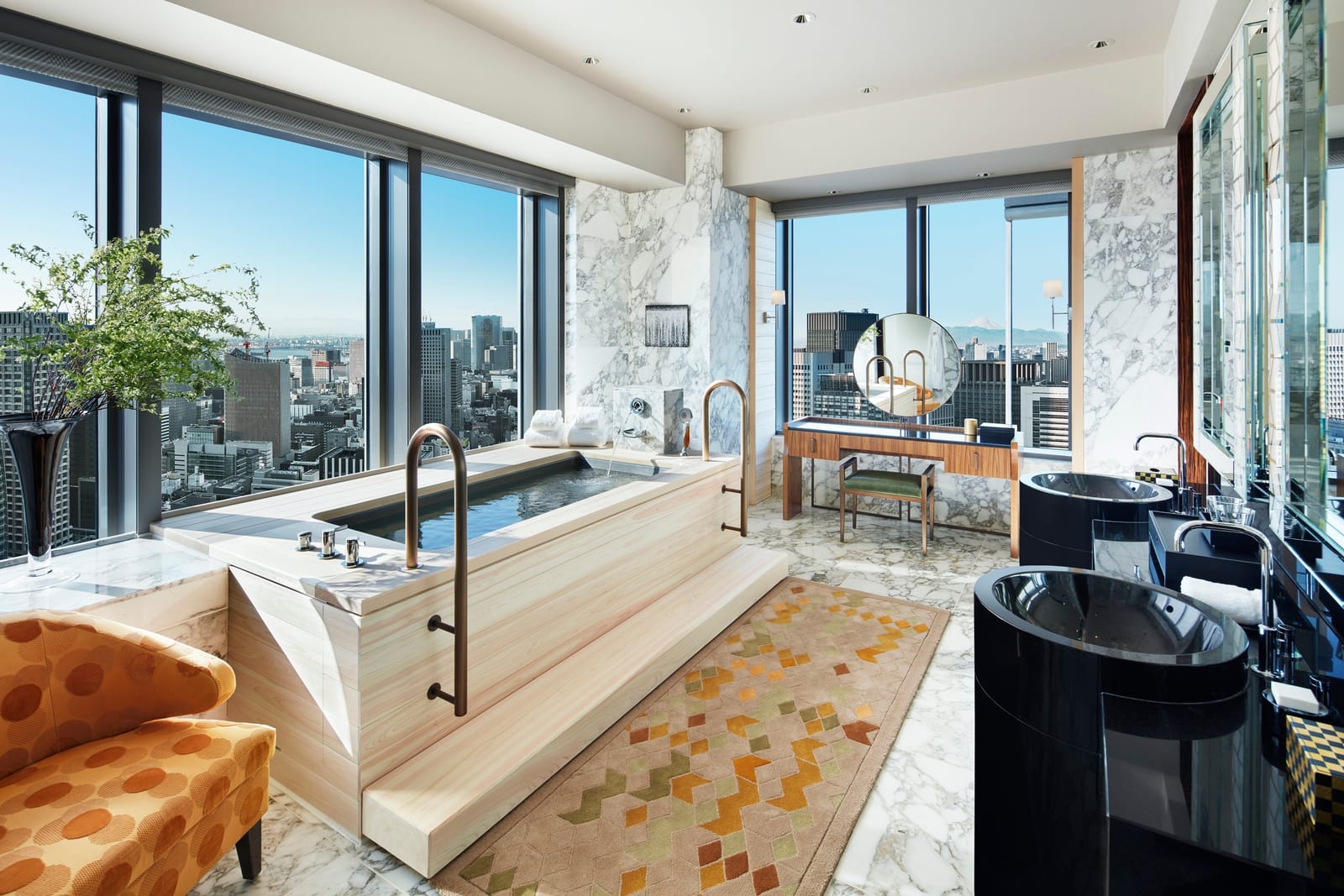 Soaking tub over the city