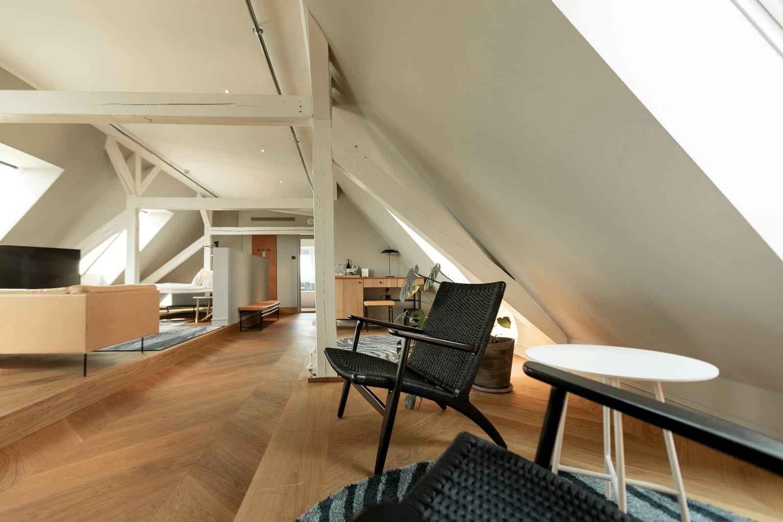 Reading corner under the roof windows