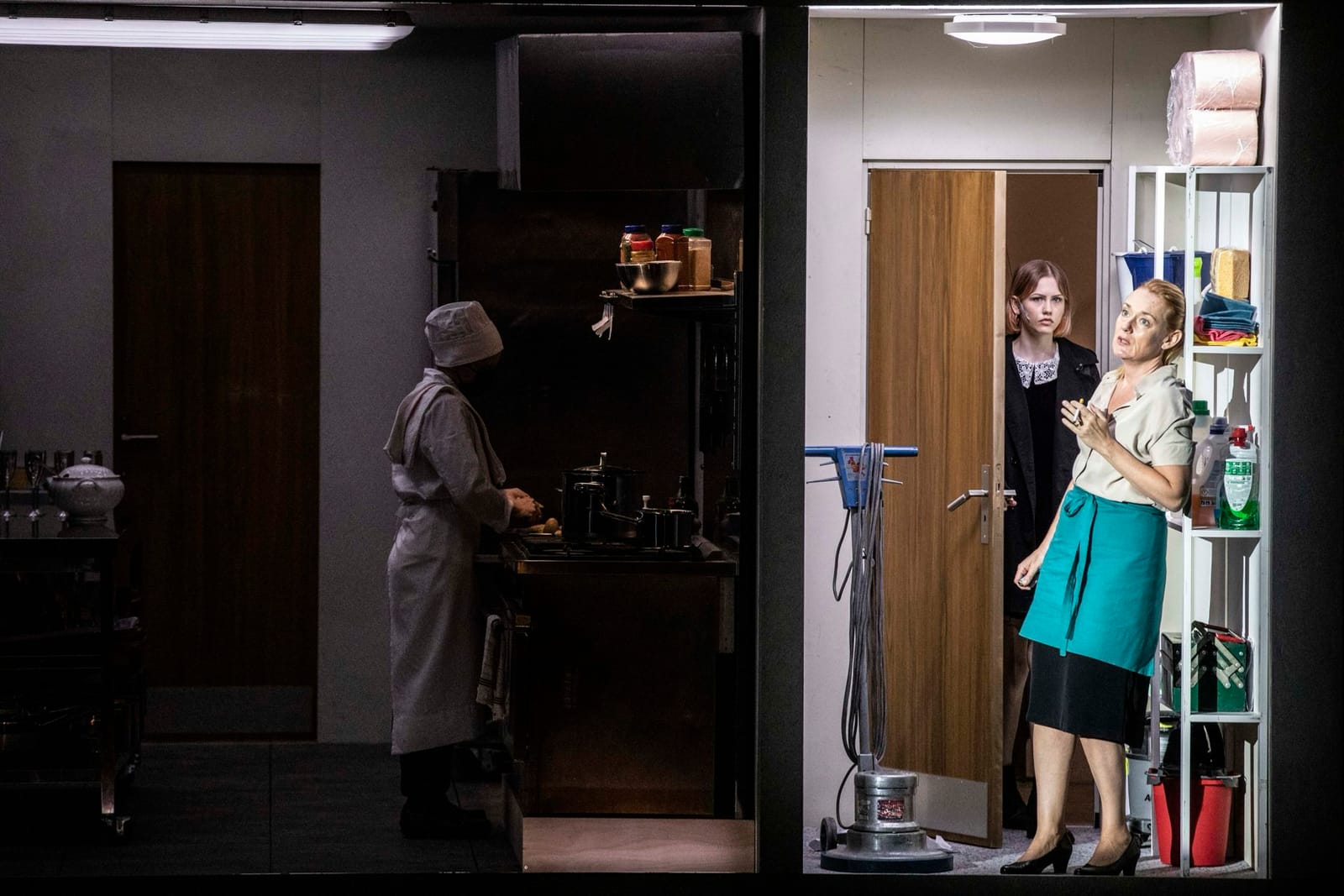 The wedding kitchen scene on the revolving set