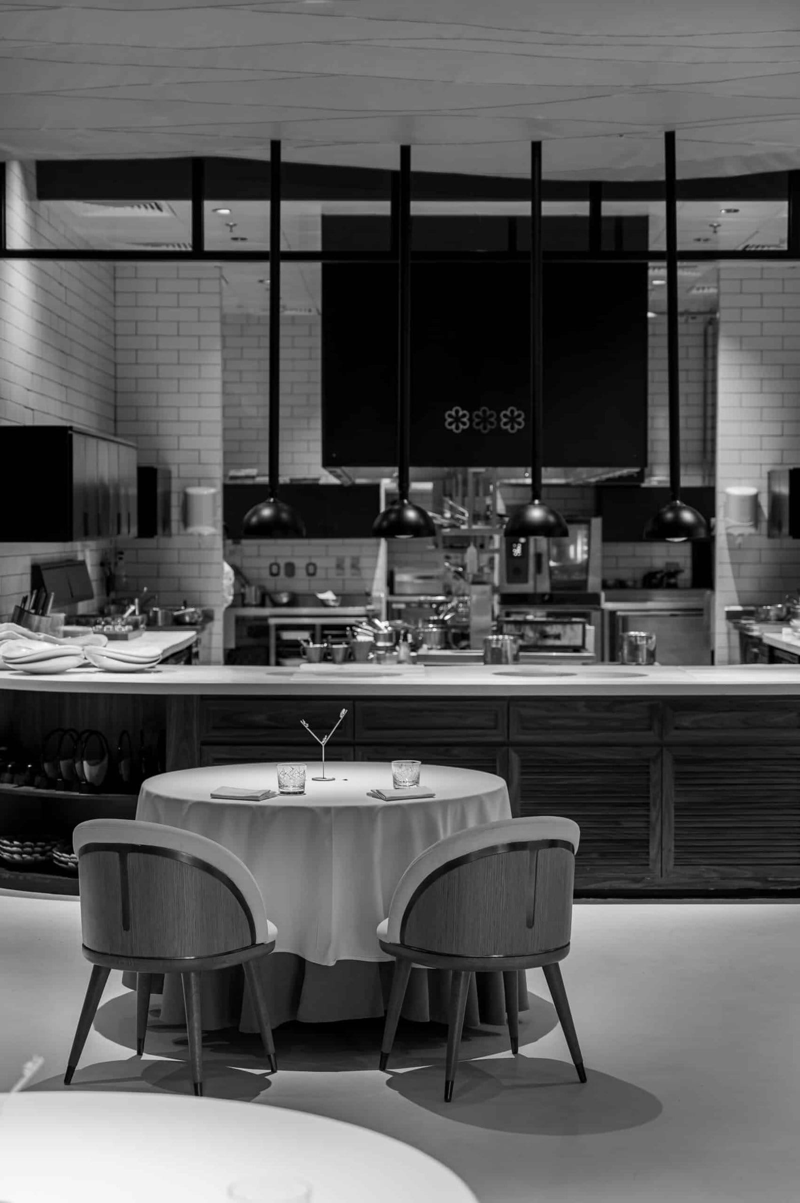 A table for two before the kitchen counter
