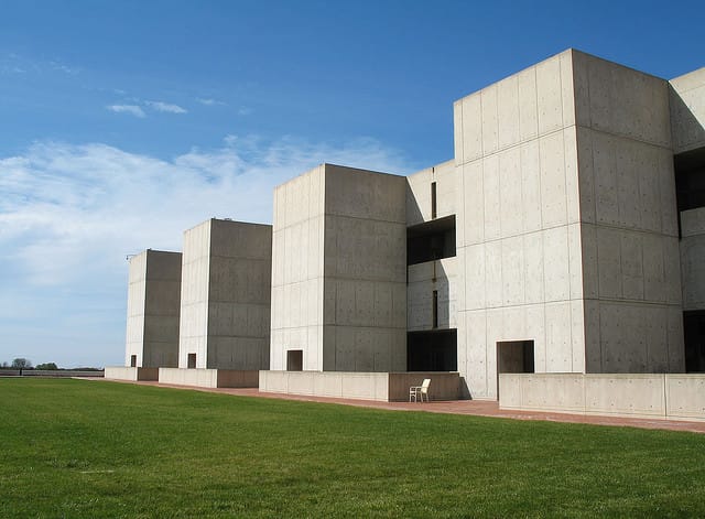 The concrete study towers of a laboratory block