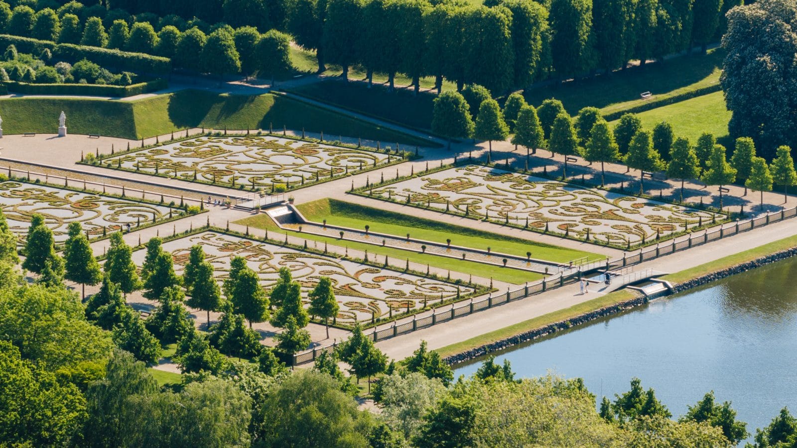 The Baroque garden by the castle lake