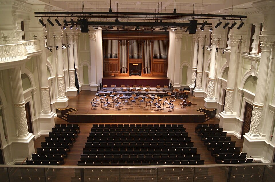 Victoria Concert Hall from the gallery, the organ behind the stage