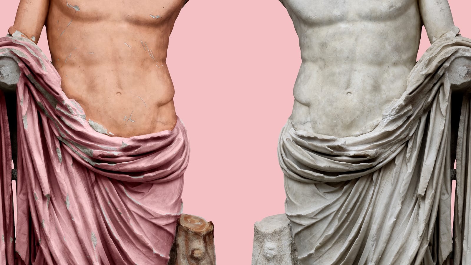The Tiberius statue in marble and in colour
