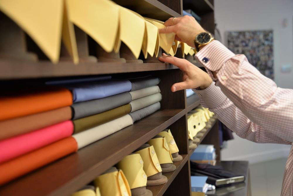 Collars and cloths in the showroom