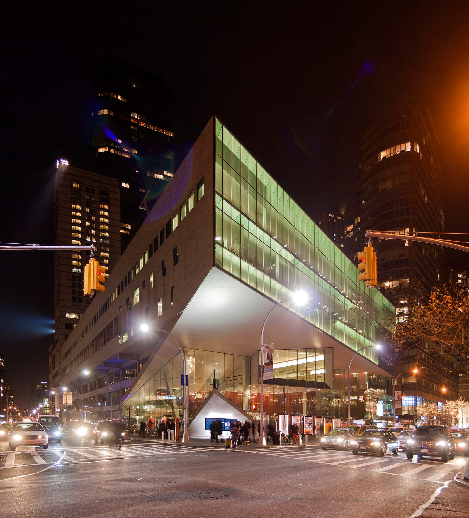Alice Tully Hall lit at night