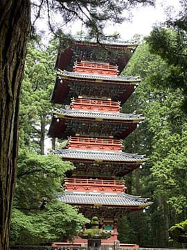 The five-storey pagoda among the cedars
