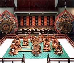 The orchestra on the hall's stage