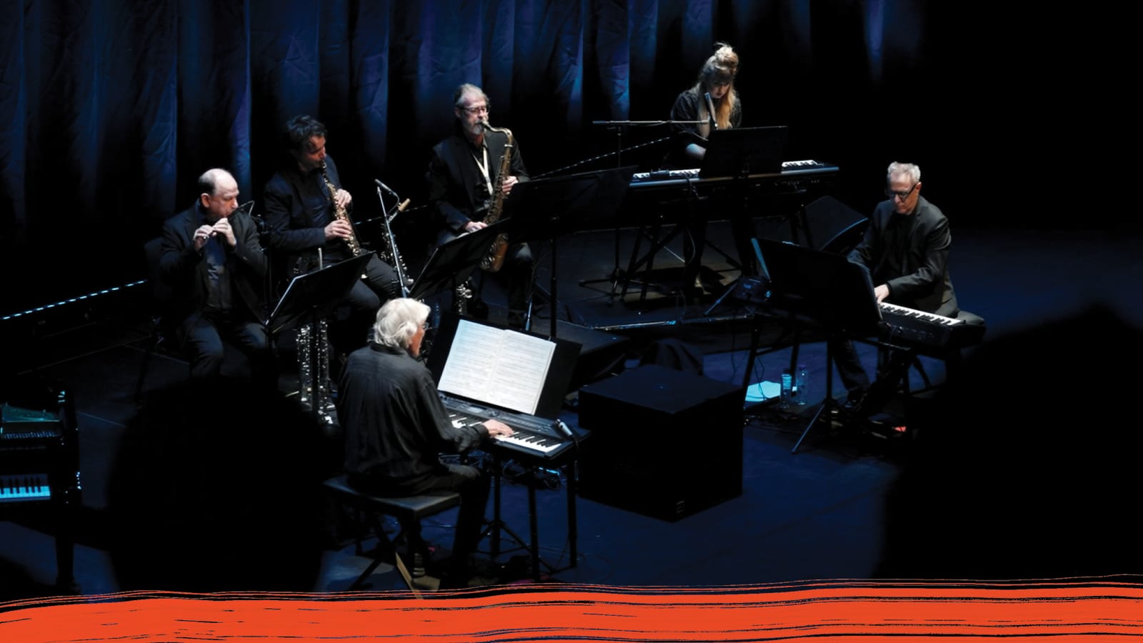 The Philip Glass Ensemble on stage