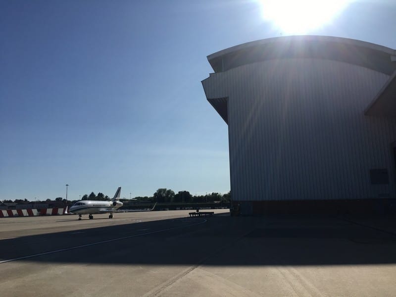 The hangar and apron