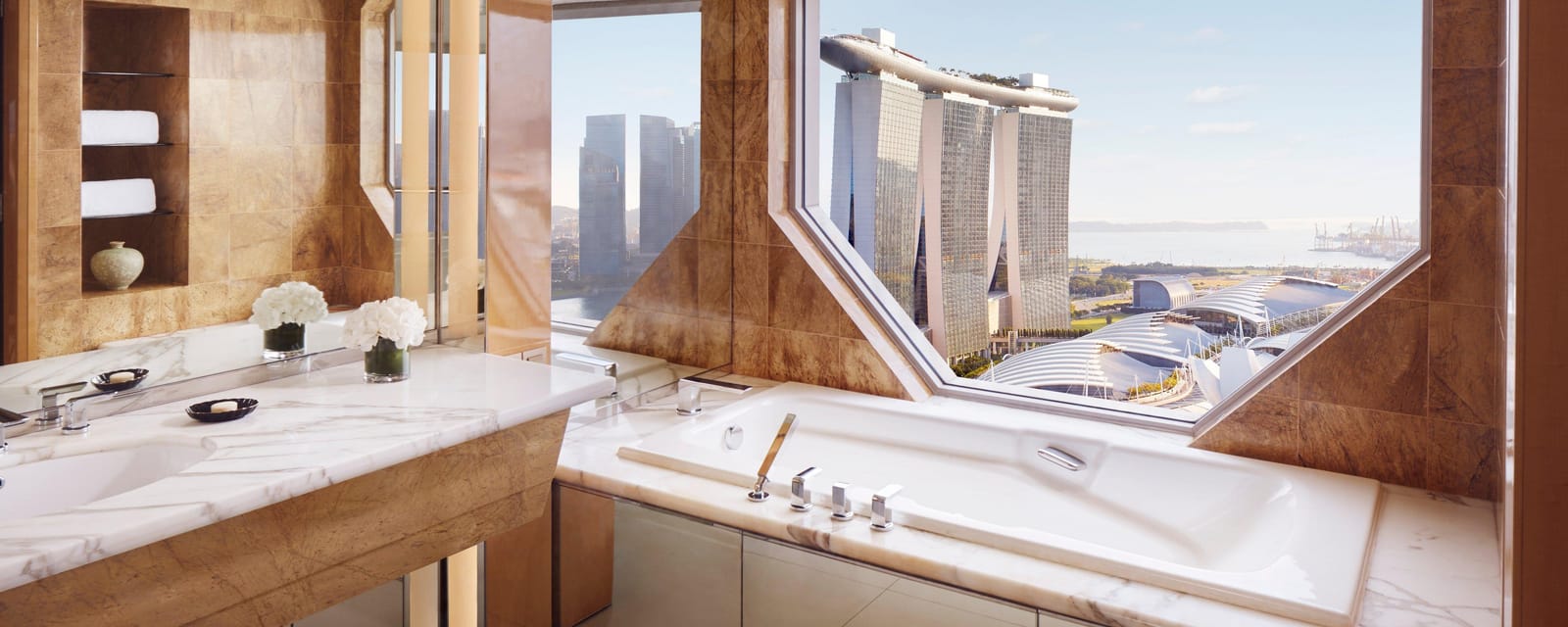 Marble bathroom with the octagonal window