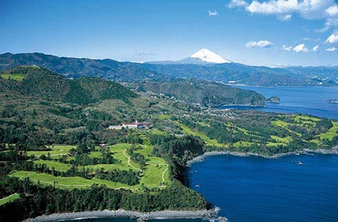The hotel and its courses from the air
