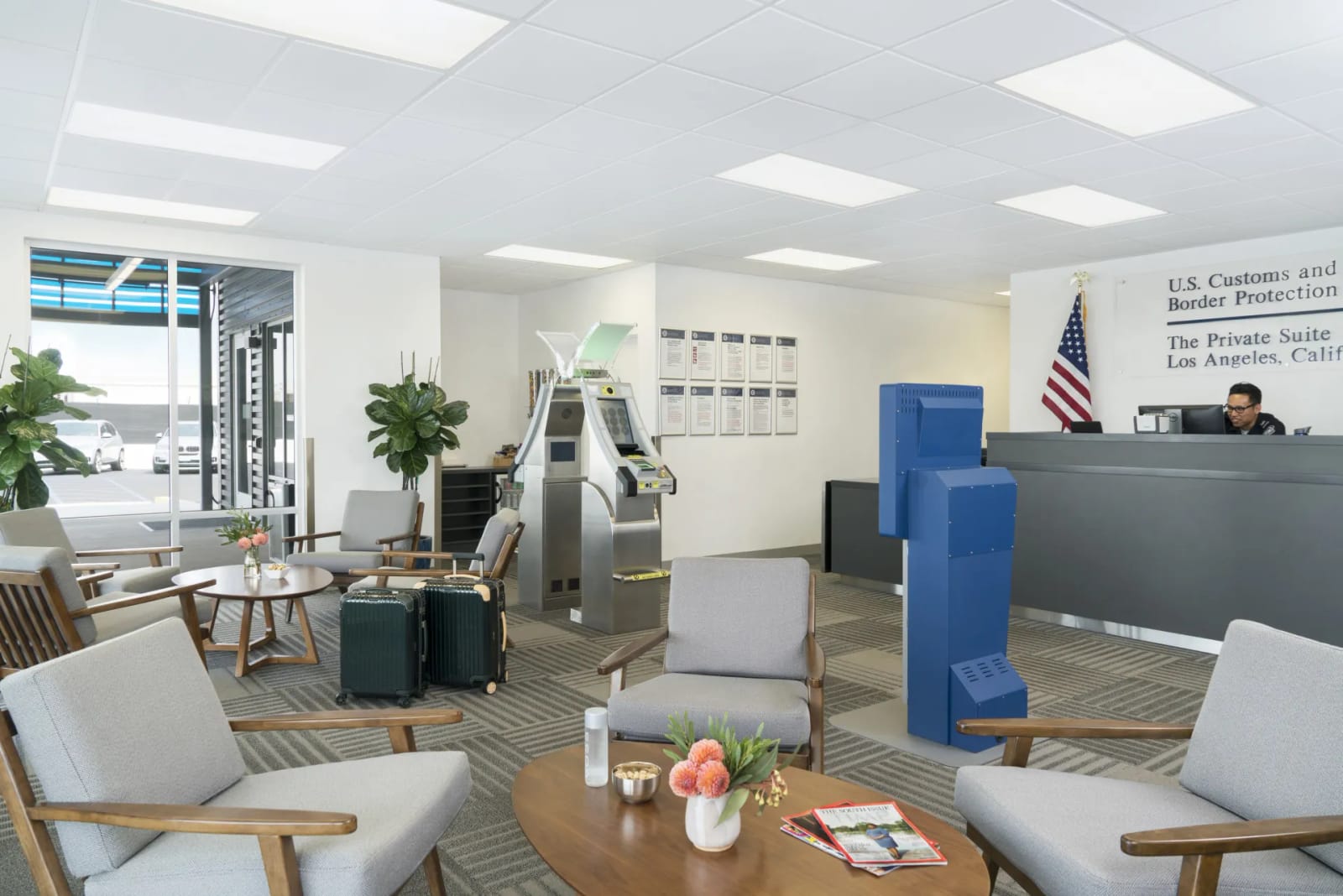 The U.S. Customs hall inside the terminal