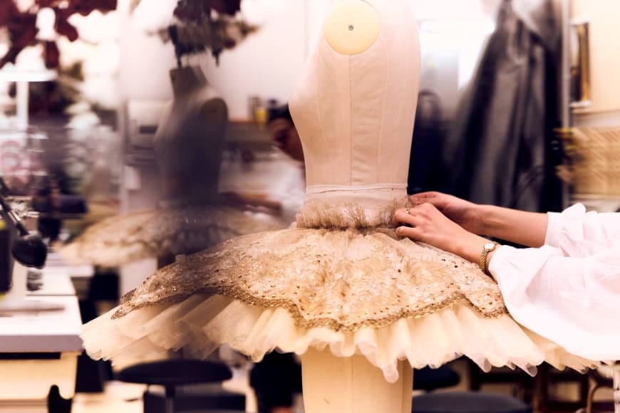 A tutu in the costume workshop