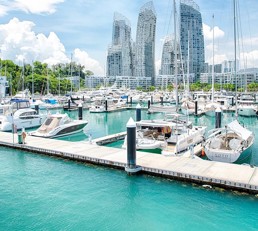 A pontoon and berthed yachts