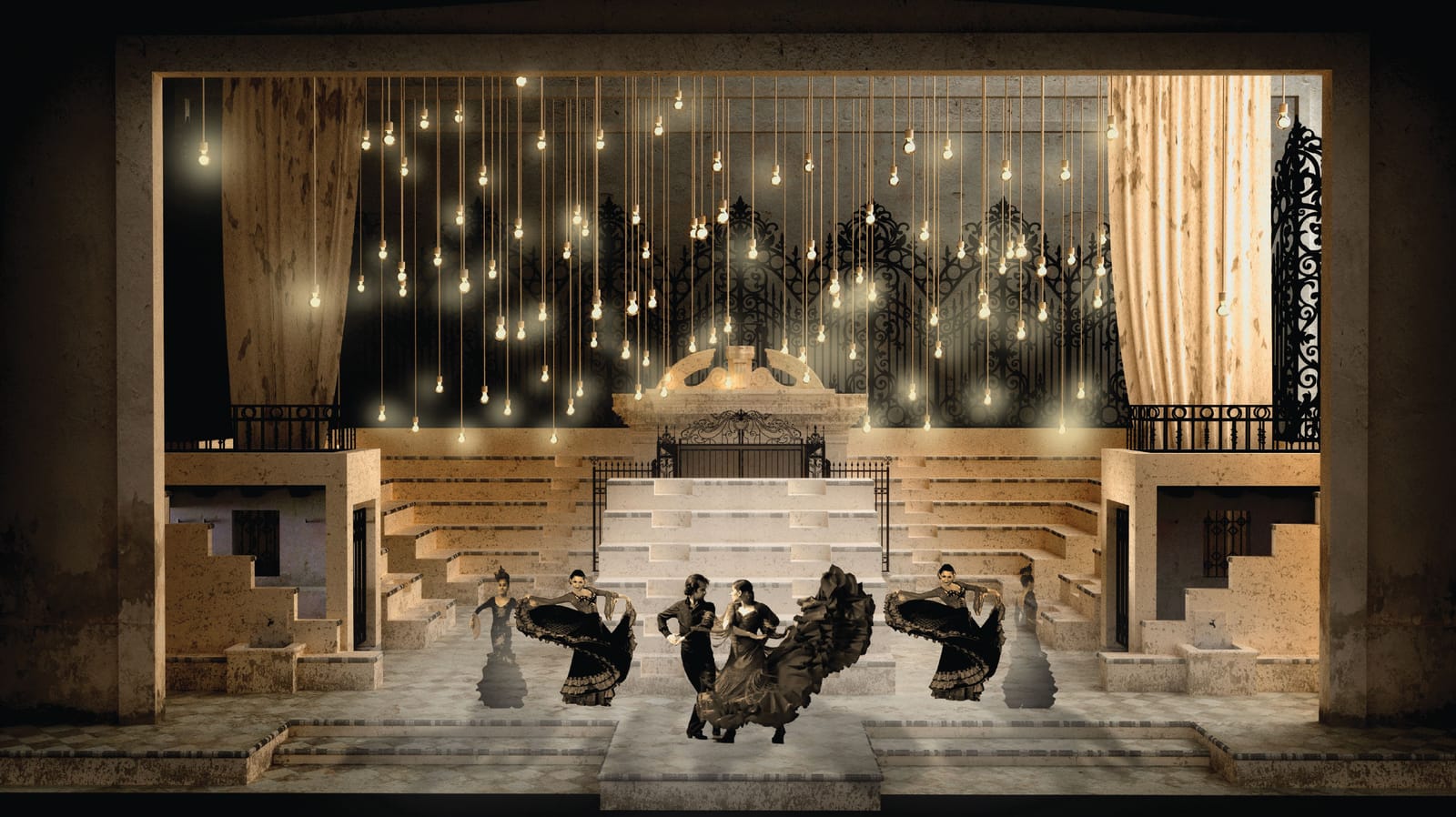 Set design: flamenco in the tavern scene