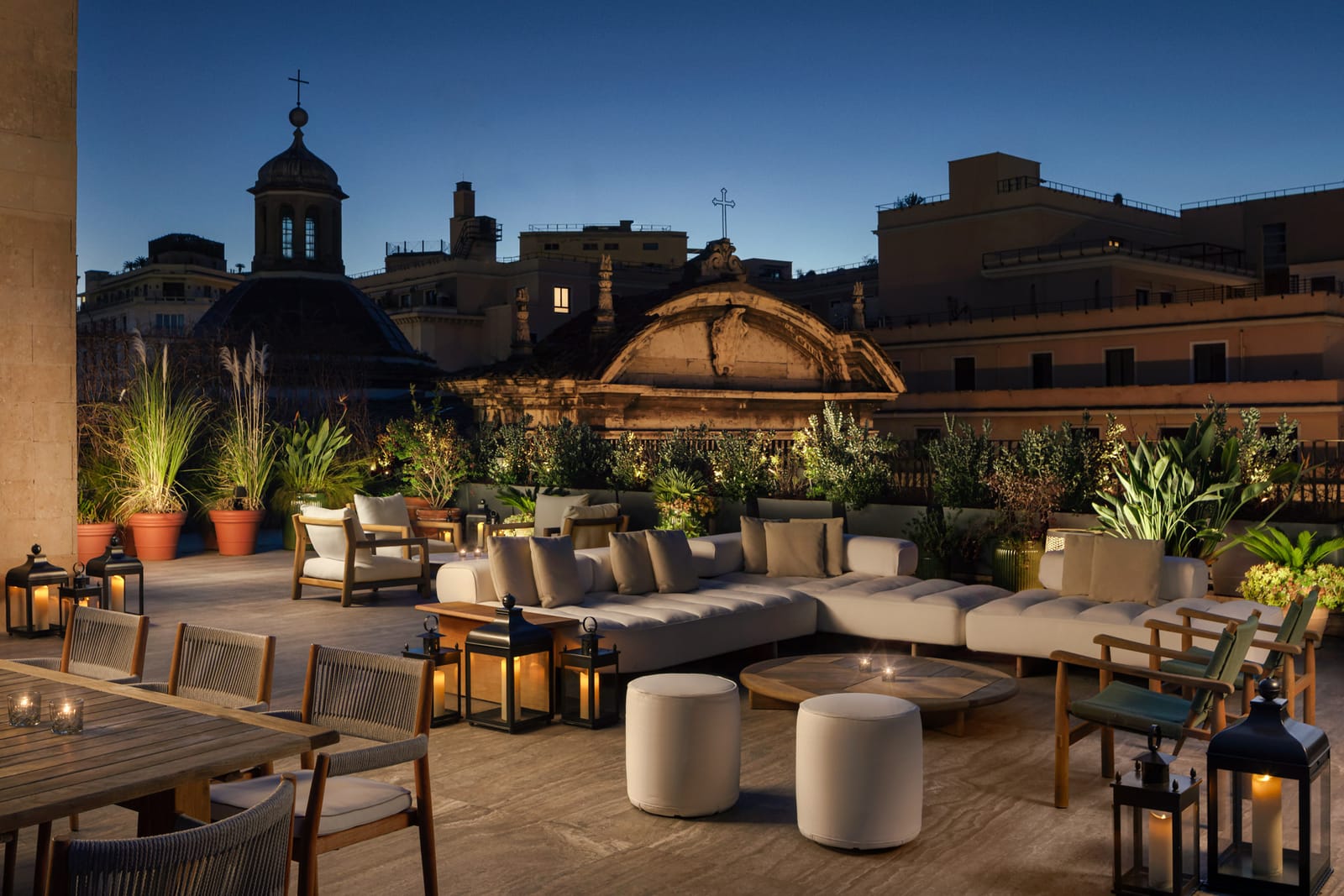 The terrace at dusk