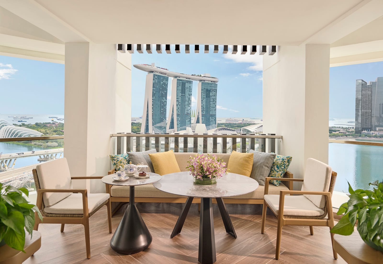 The balcony, facing Marina Bay Sands