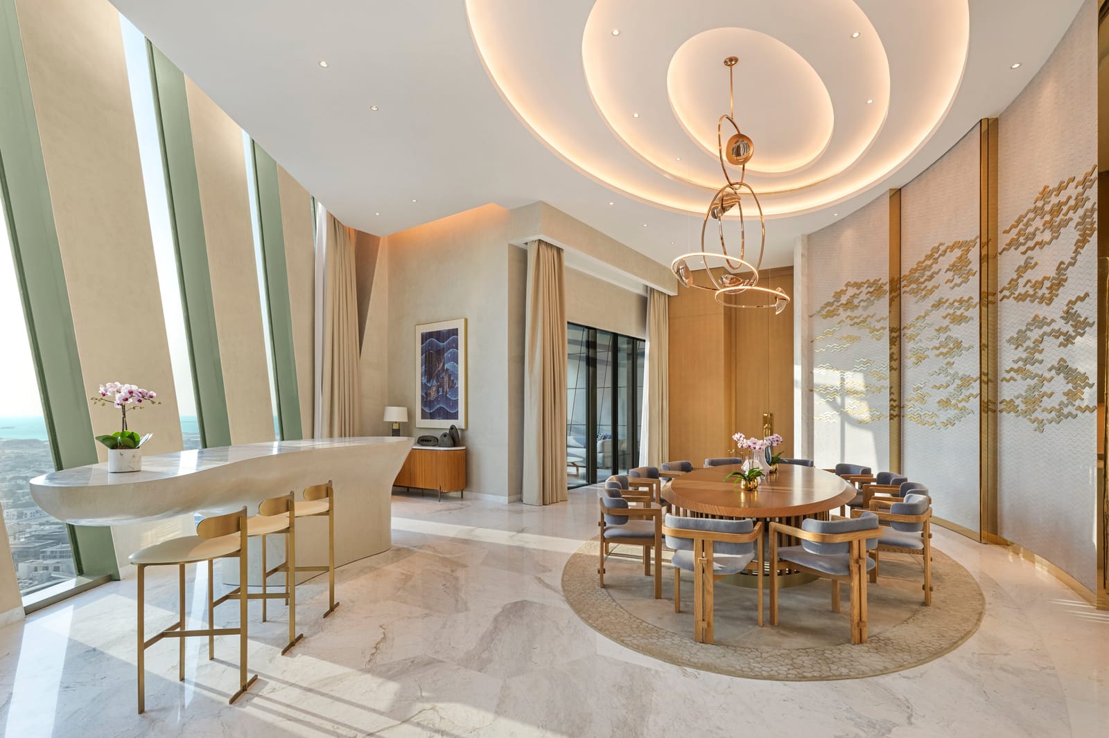 The dining room and bar