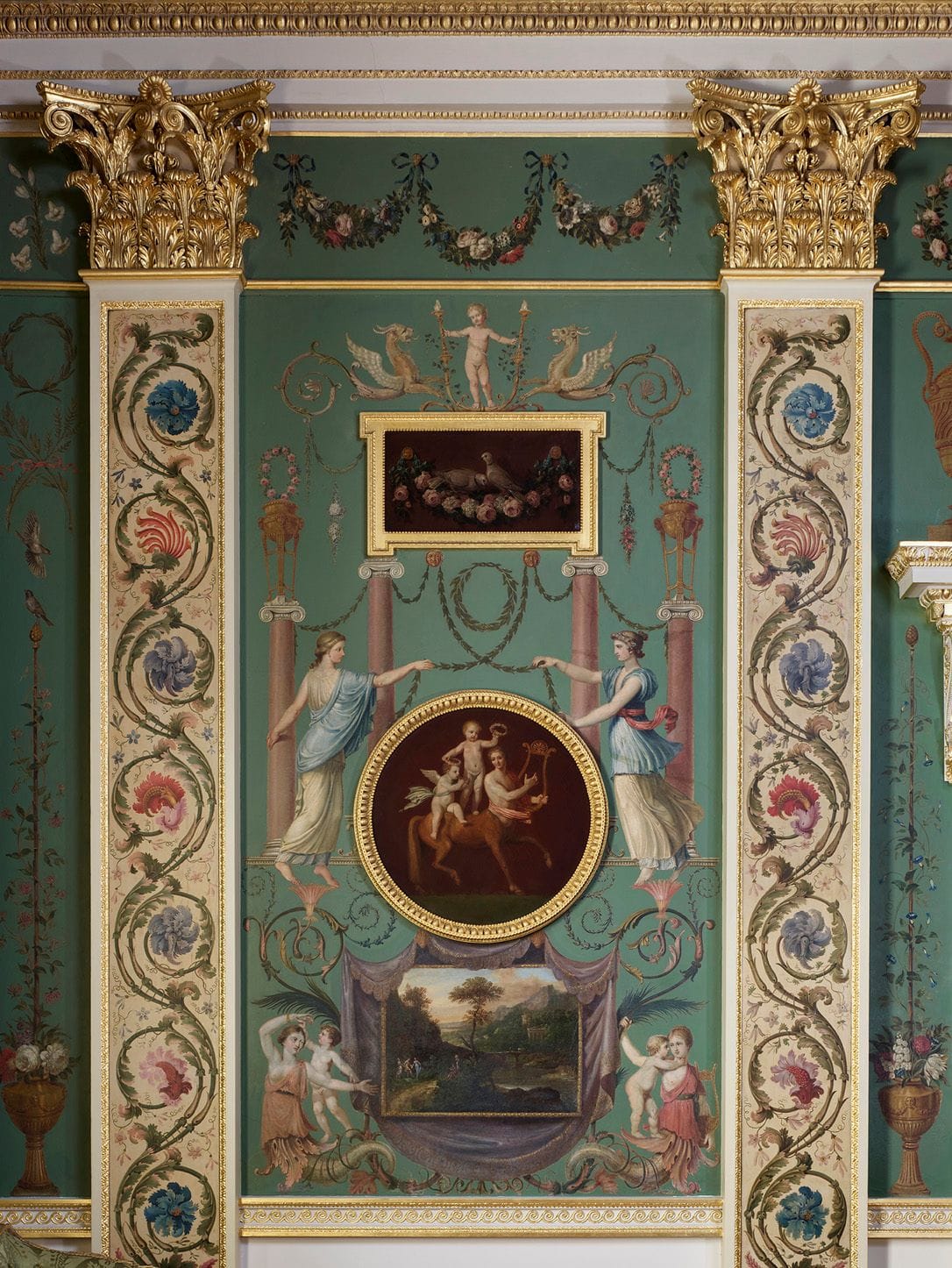 A painted wall of the Painted Room