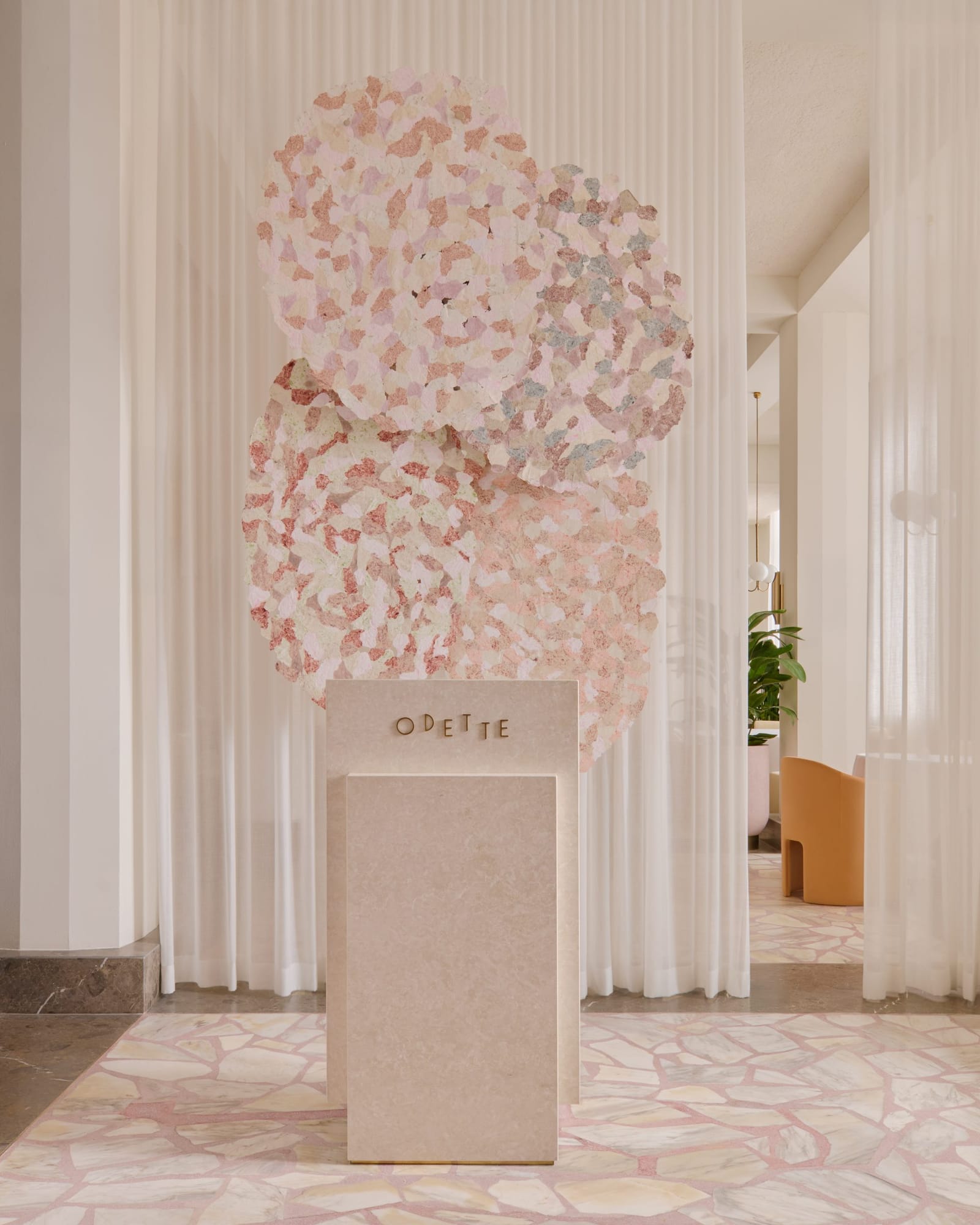 The reception, under Dawn Ng's paper installation