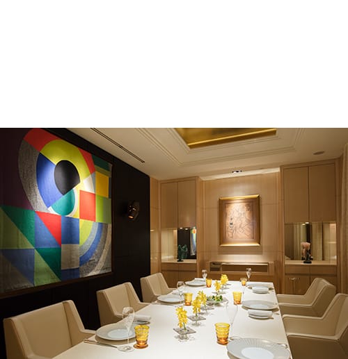 The salon laid for ten