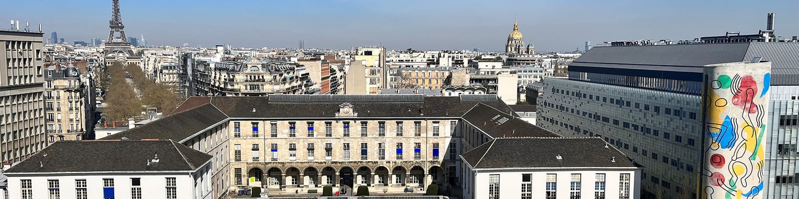 The hospital's courtyard building, towards the Eiffel Tower