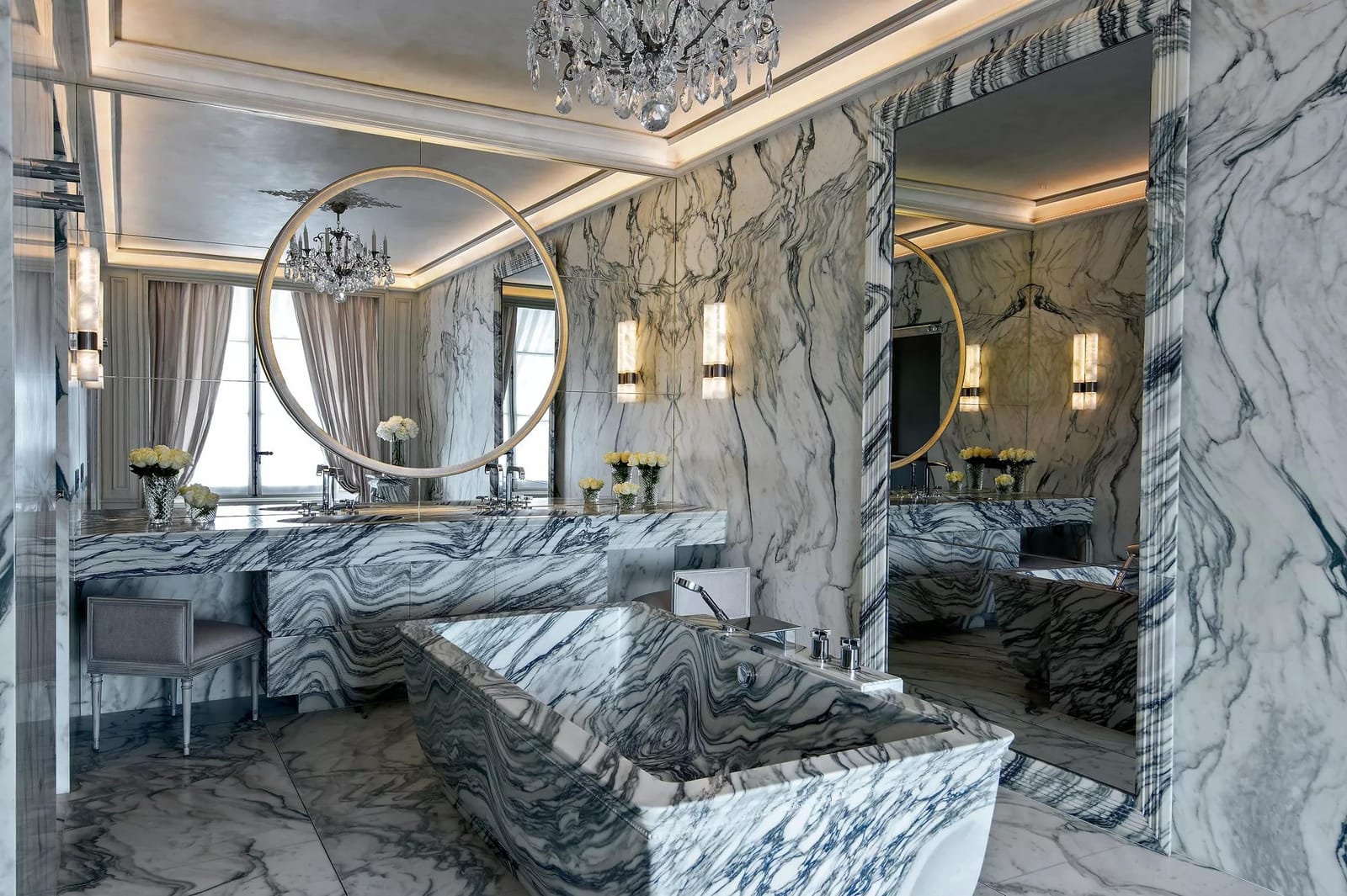 The white marble bathroom
