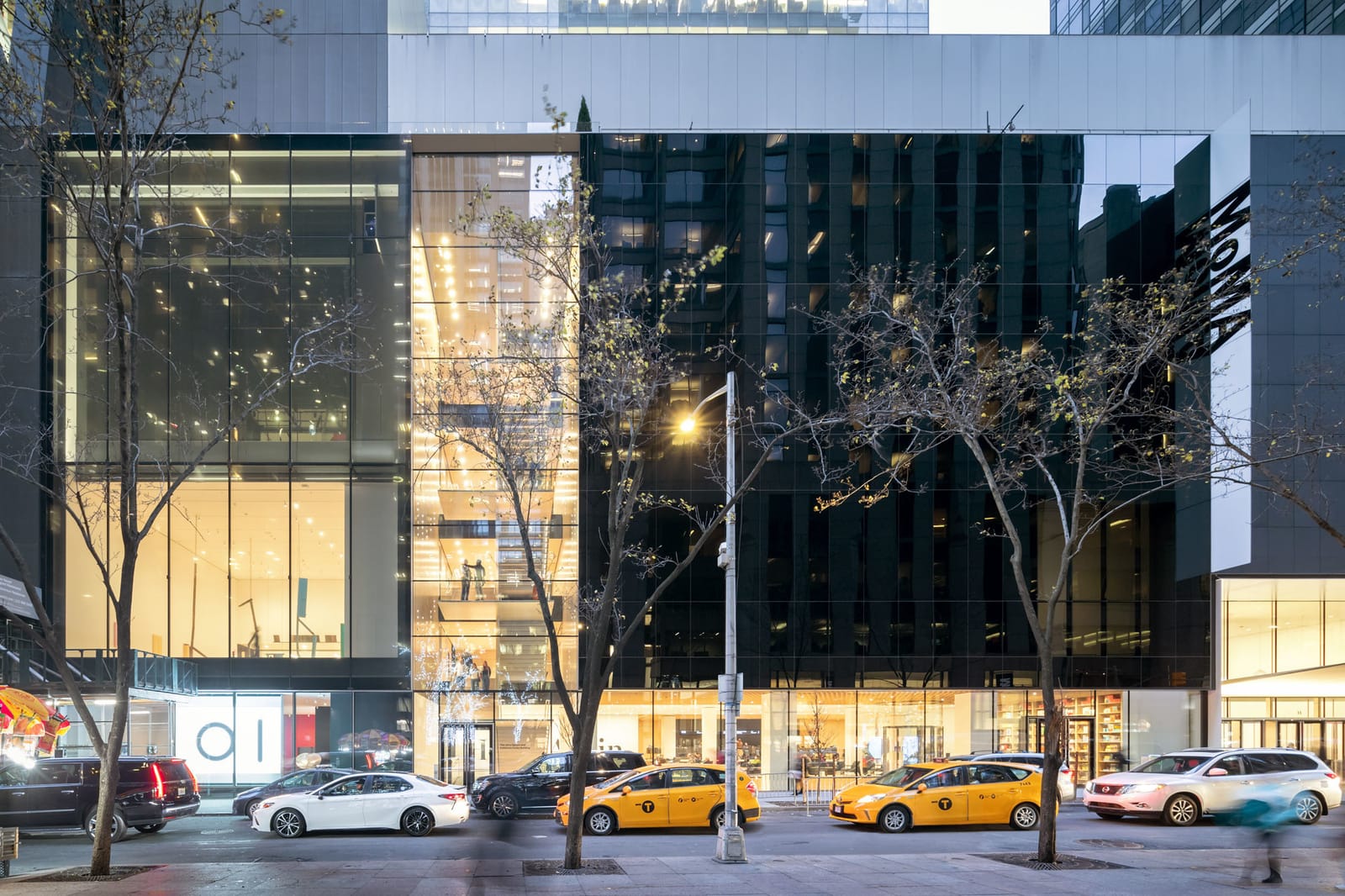 The museum on West 53rd Street at dusk