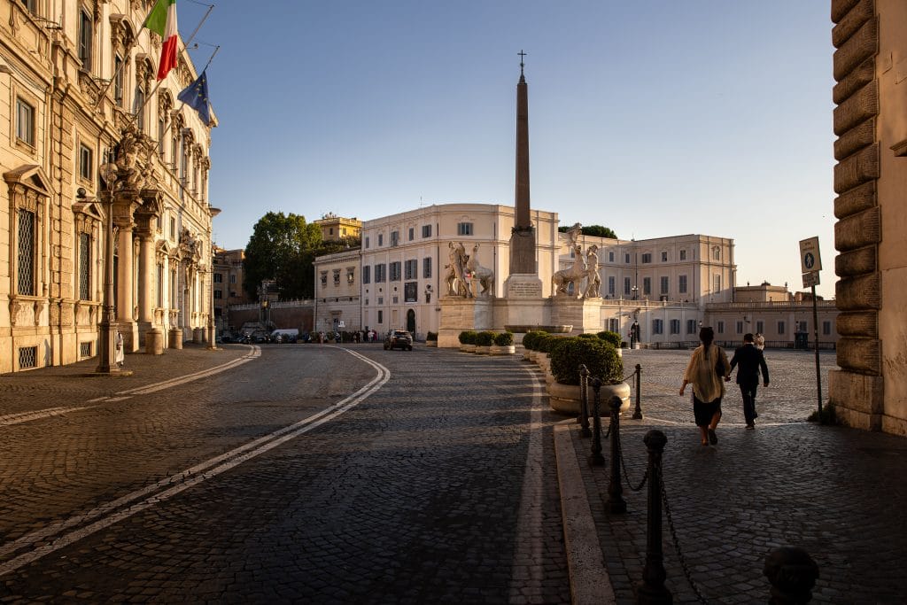 Piazza del Quirinale with the Scuderie behind the obelisk