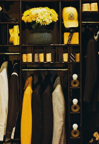 Jackets and accessories in the showroom