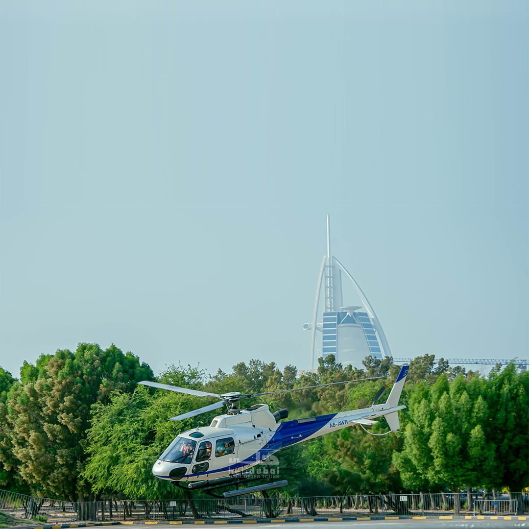 Taking off from the helipad, Burj Al Arab beyond