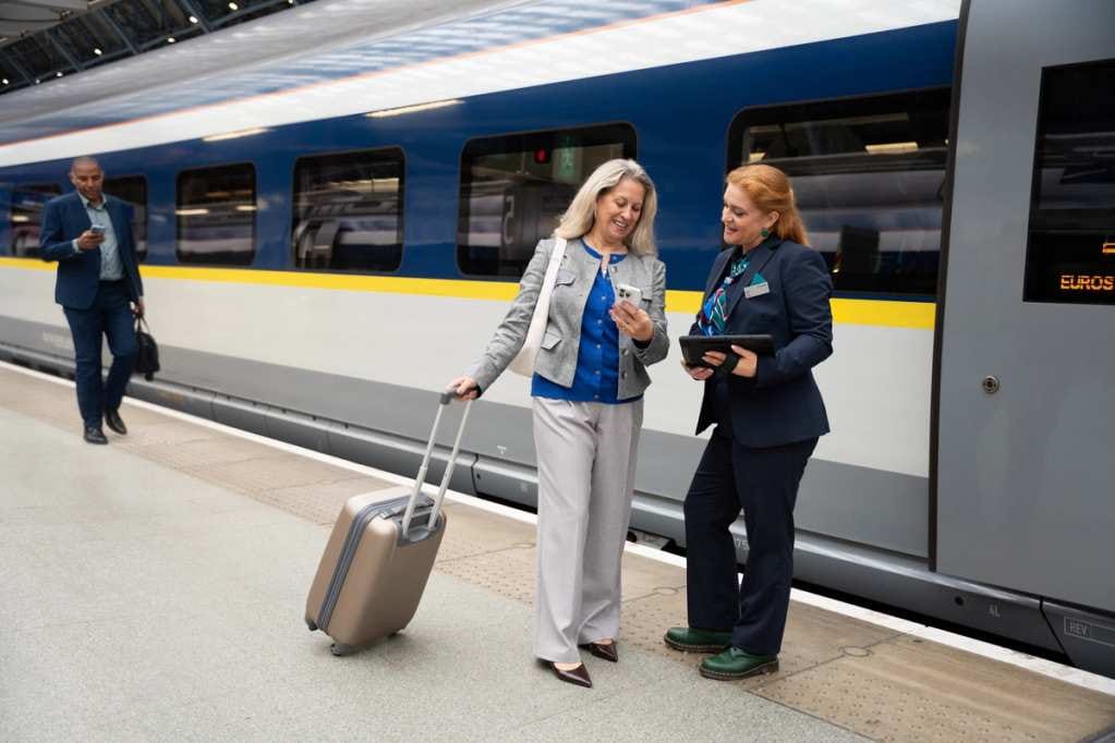 A Eurostar train at the platform