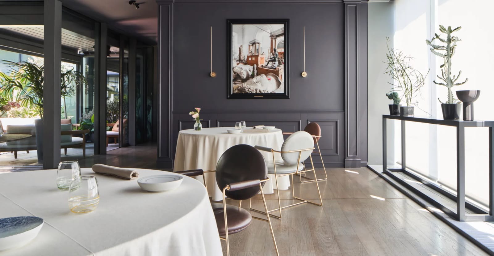 Tables along the windows