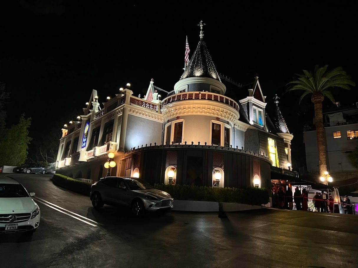 The entrance court at night