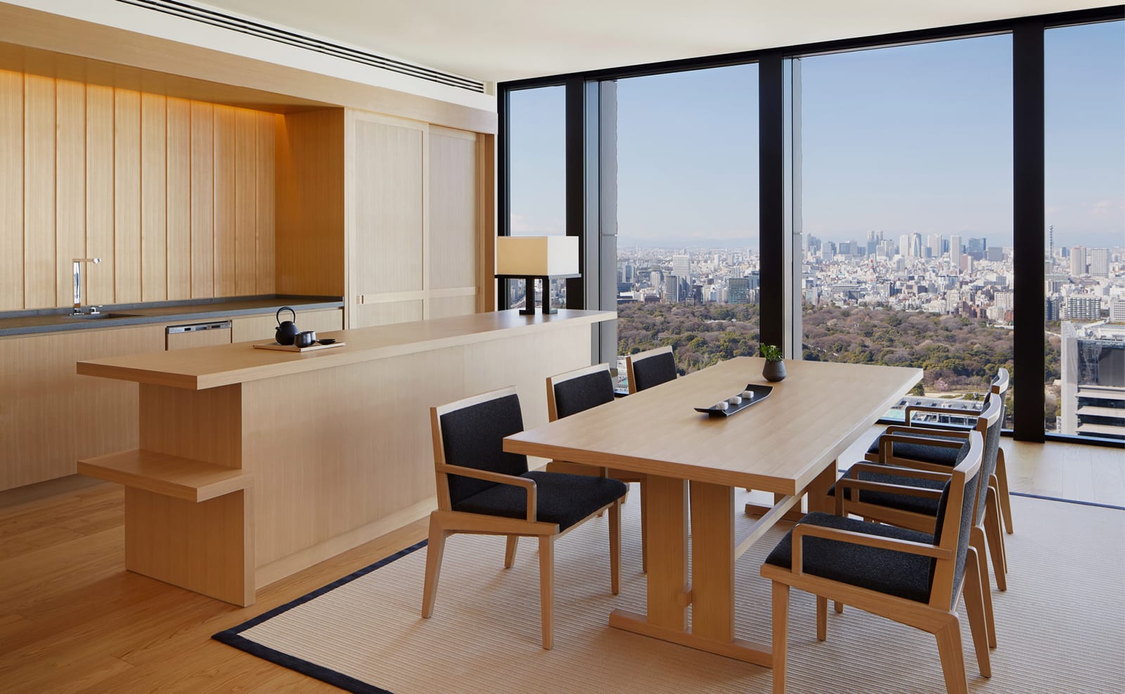 Dining table over the Imperial Palace gardens