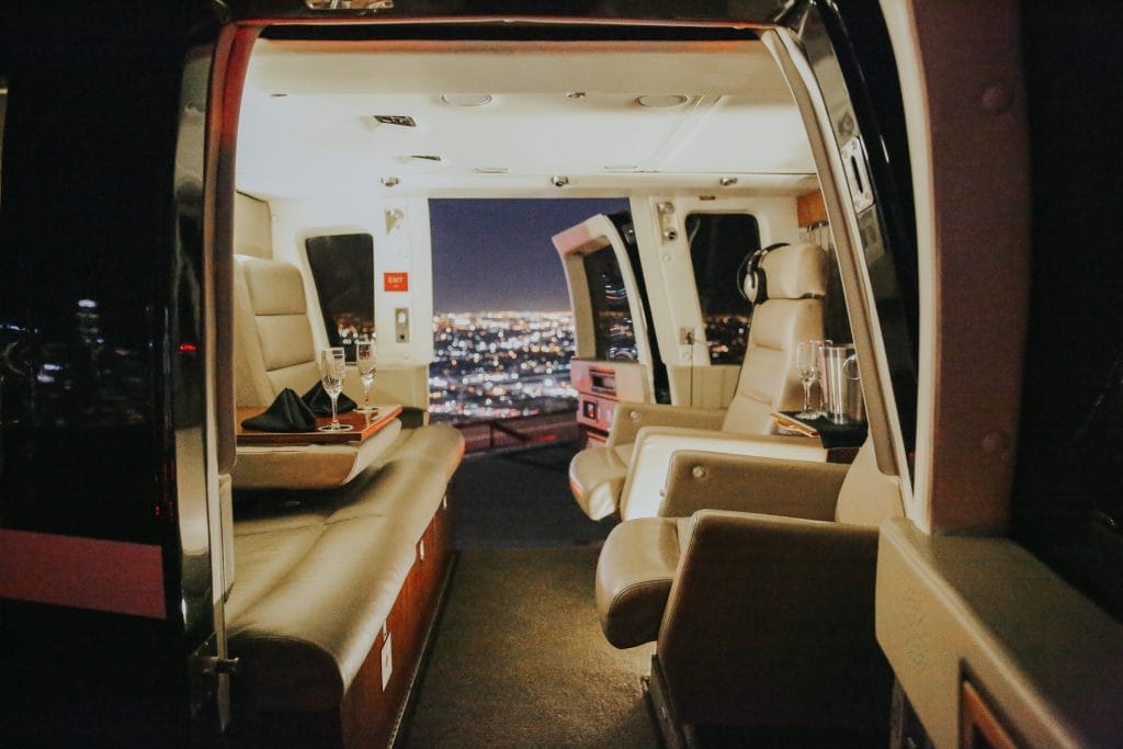 The S-76 cabin, set for a night flight