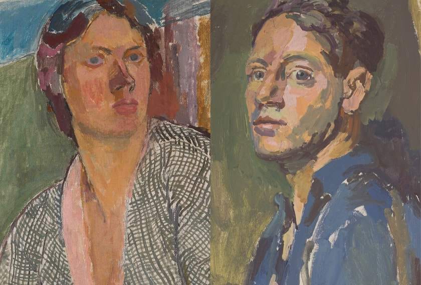 Self-portraits of Vanessa Bell and Duncan Grant, details