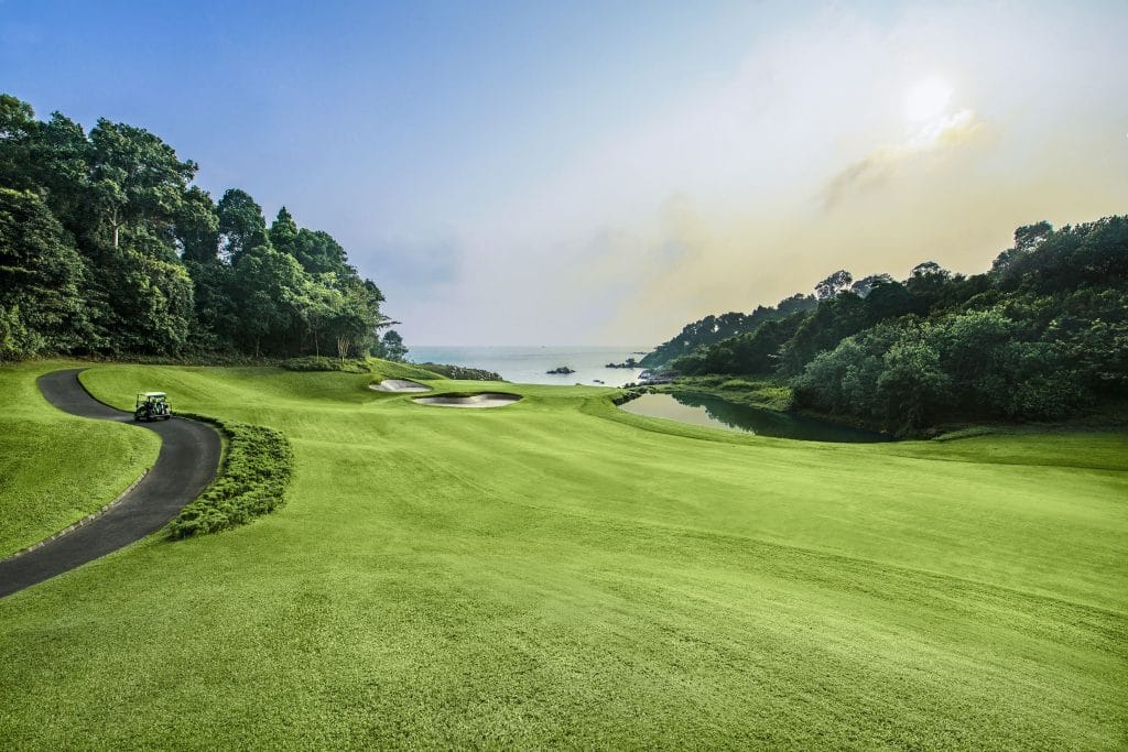 The seventh fairway running down to the sea