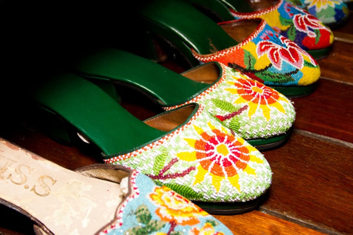 Beaded slippers from the collection