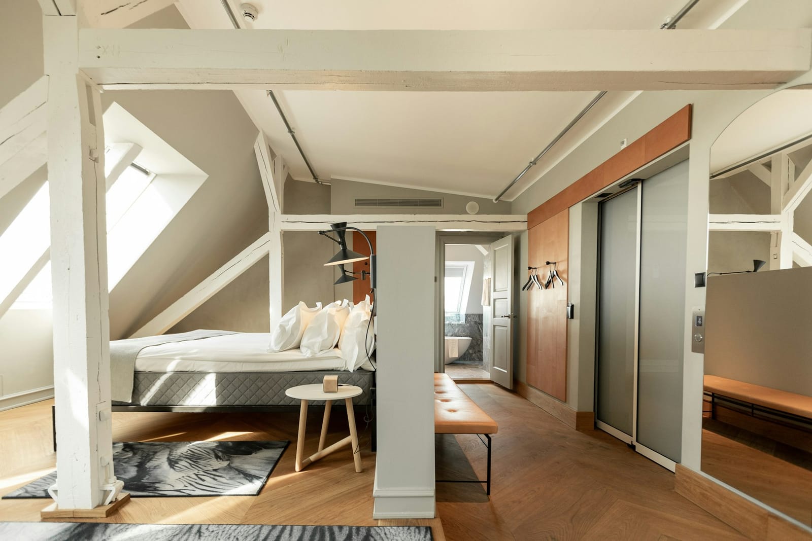 Bedroom beside the lift doors
