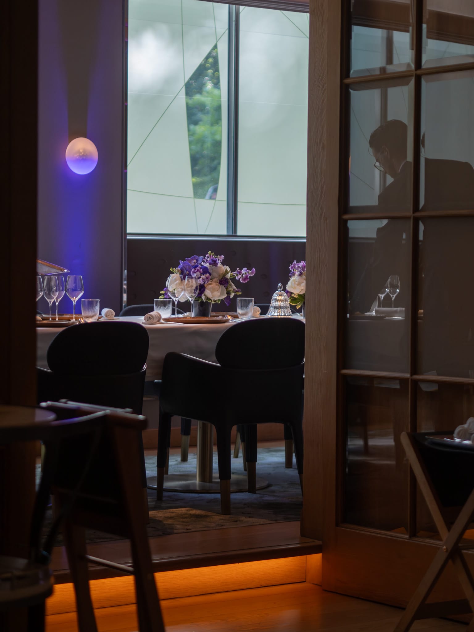 A private room laid for dinner