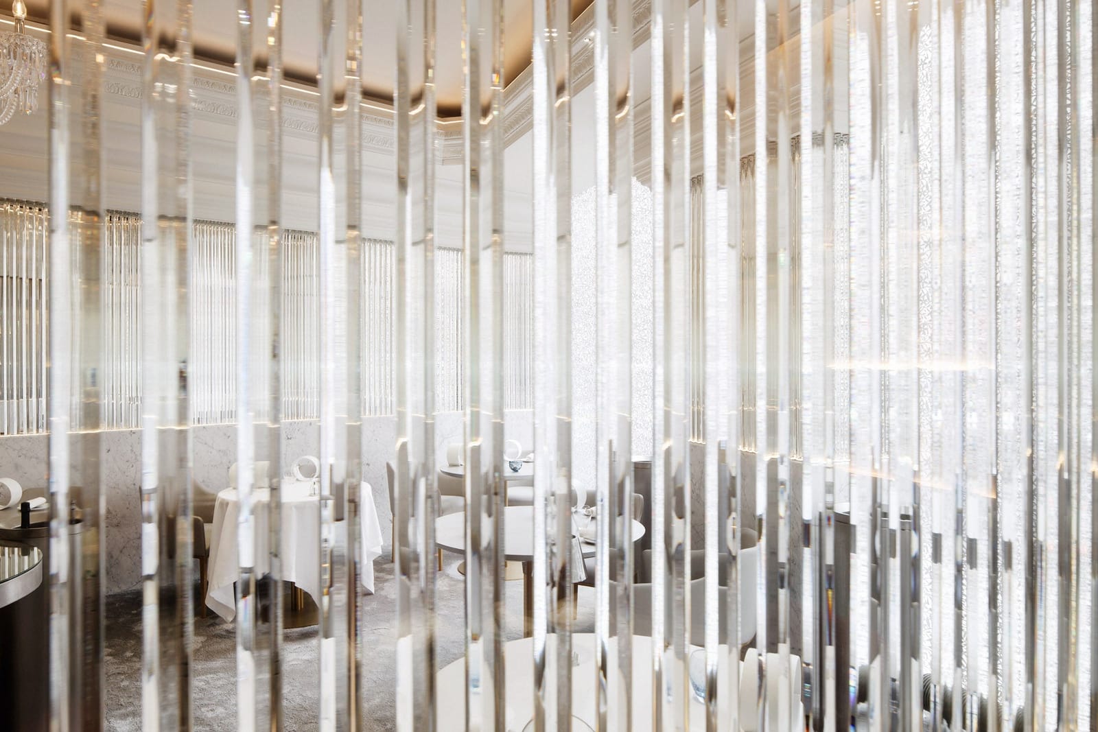 The dining room through the glass tubes