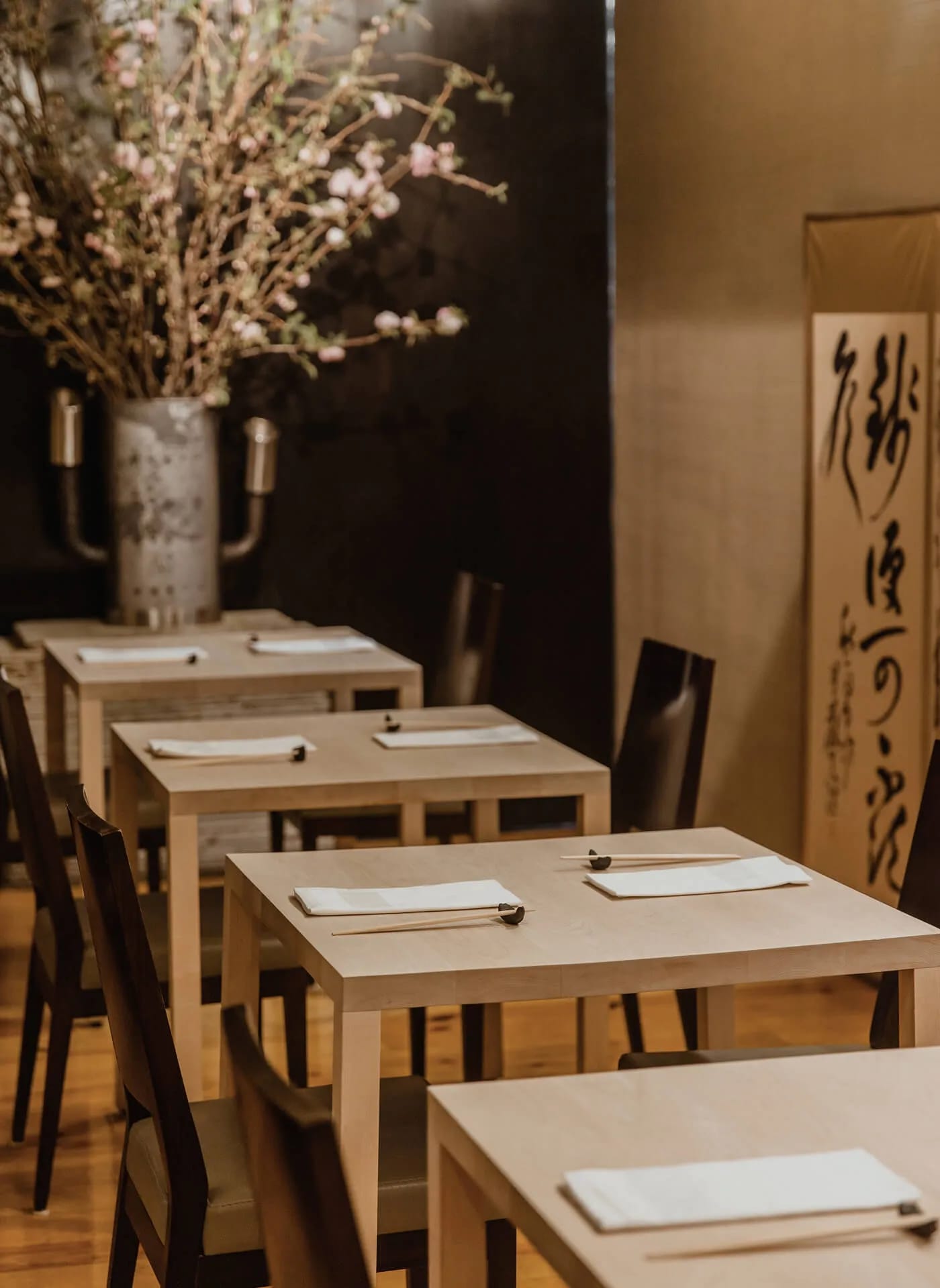 The dining room, set for dinner