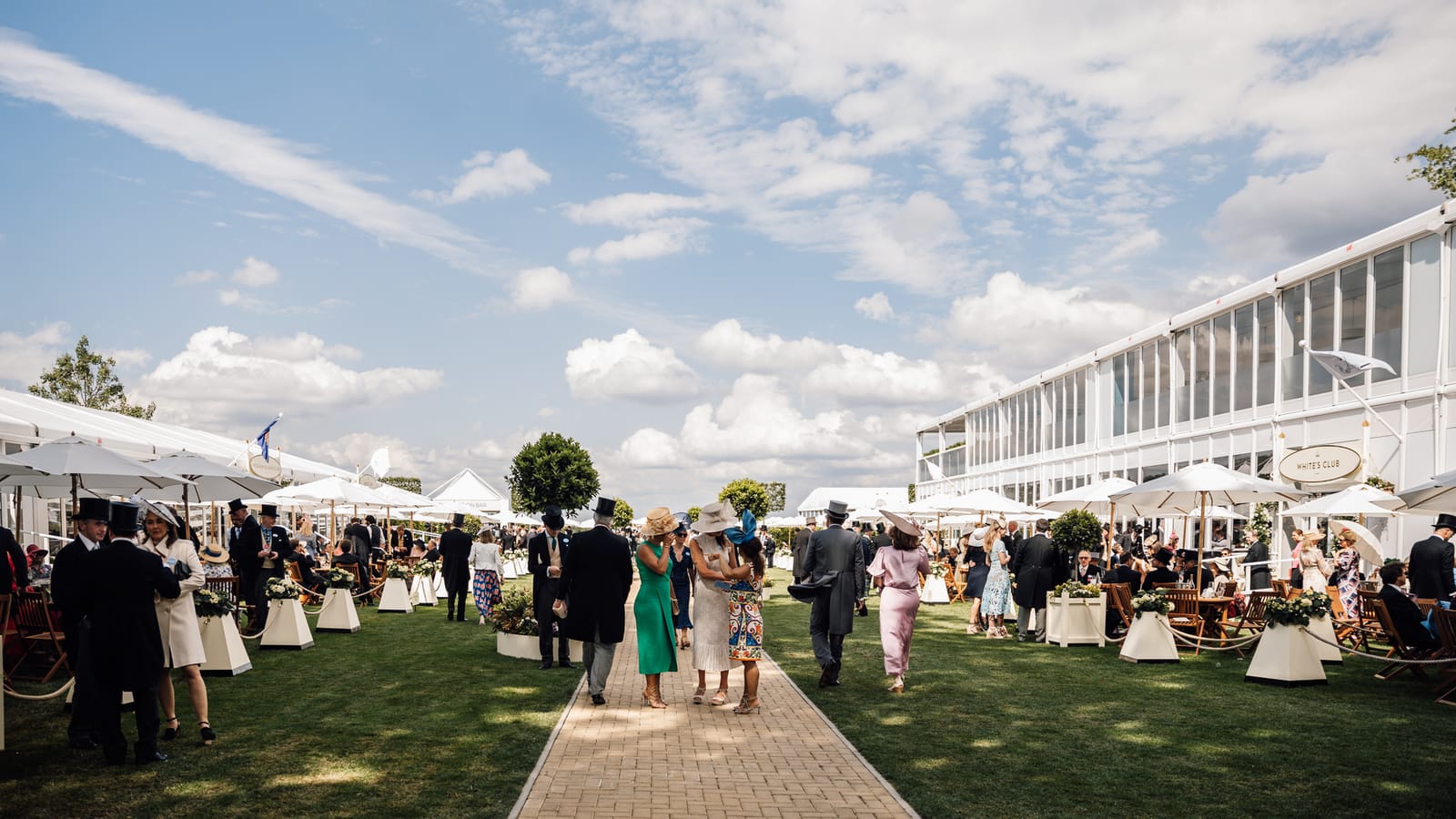 The lawns and restaurant terraces